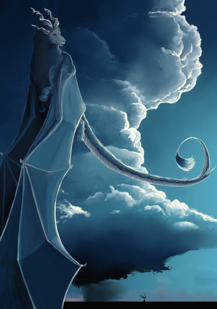 cloud clouds feral flying horn horns hybrid manojalpa nature scenic sky tail wings zal