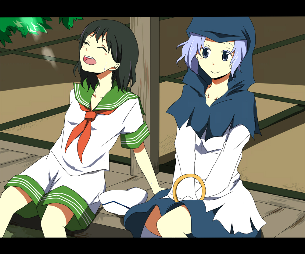 bad_id bad_pixiv_id black_hair blue_eyes blue_hair kumoi_ichirin multiple_girls murasa_minamitsu touhou yuzuki_(rinka01)