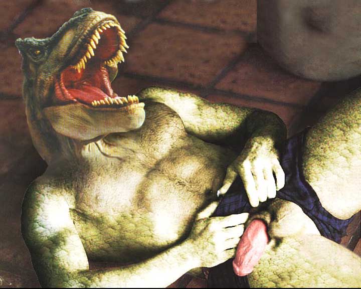 edit lewd male open_mouth penis photo_manipulation photomorph scalie solo t-rex theropod tyrannosaurus_rex underwear