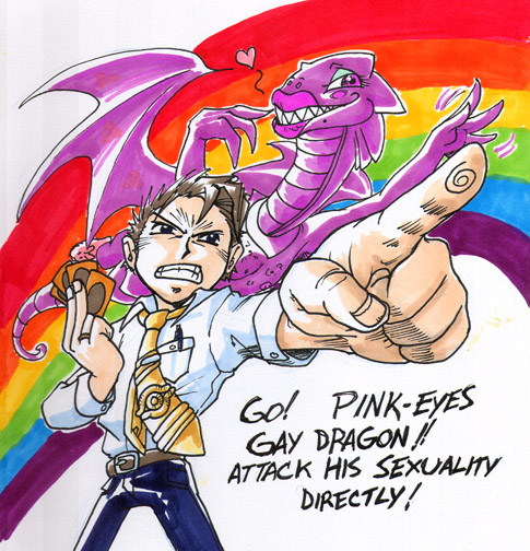&hearts; anime dragon gay human humour lipstick male meme pink rainbow scalie yu-gi-oh