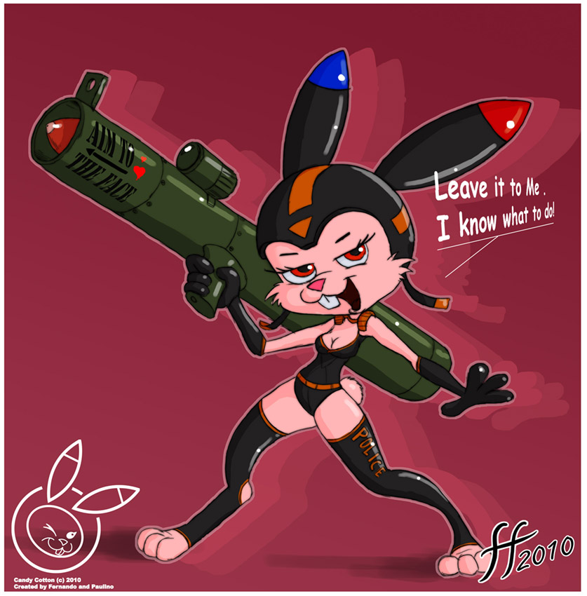 &hearts; 14-bis bazooka female fernando_faria lagomorph rabbit skimpy solo stockings weapon