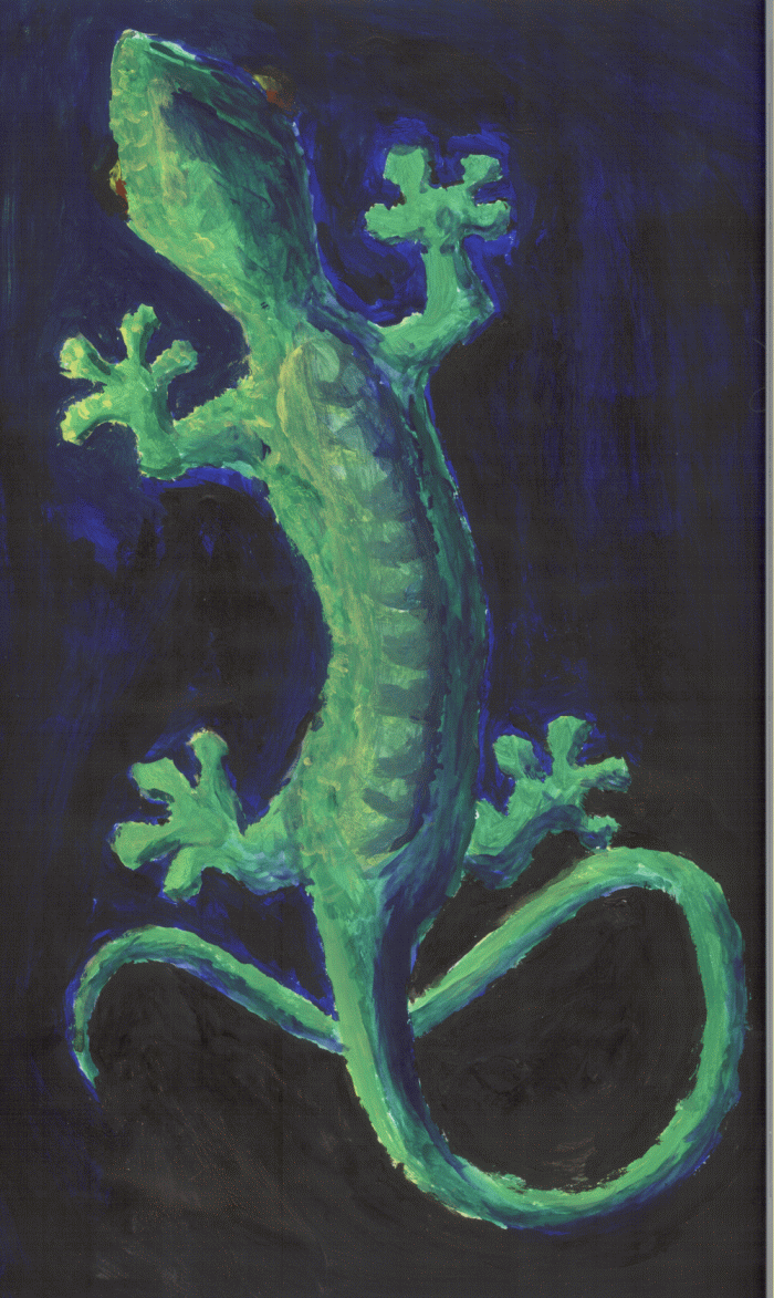 gecko kampfisken lizard painting reptile scalie solo