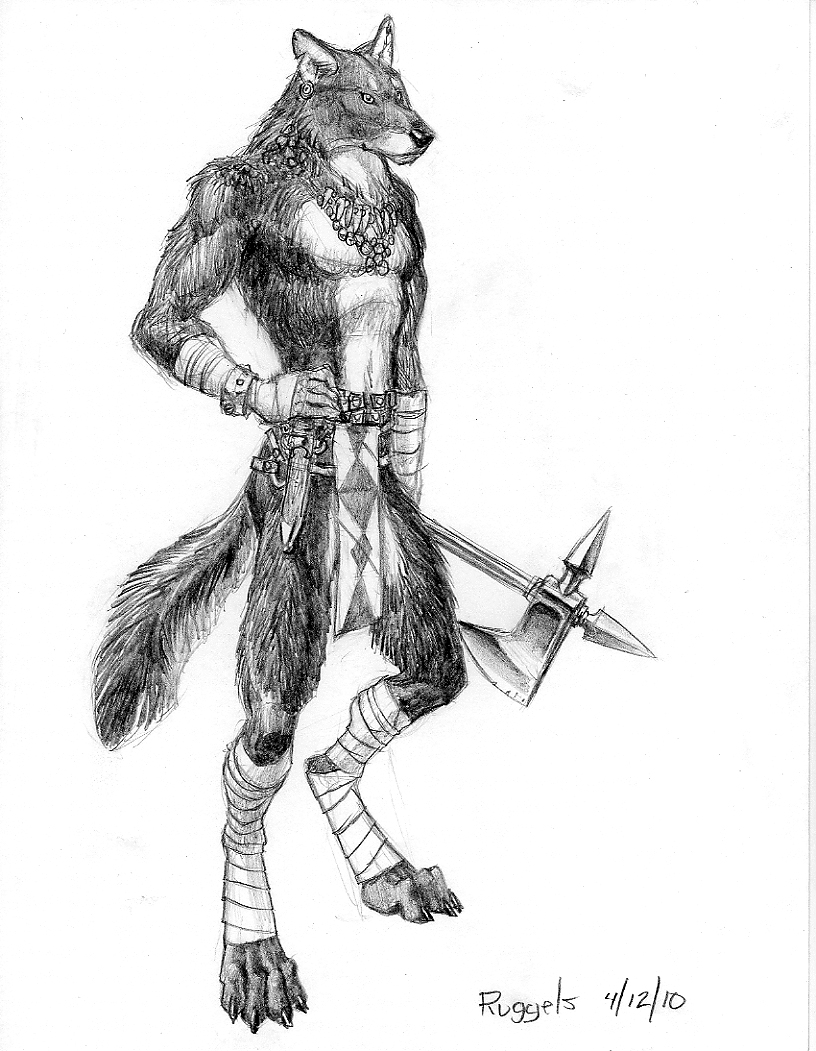 asheru_(setting) axe barbarian canine digitigrade fur male moghero scott_ruggels solo tail weapon wolf