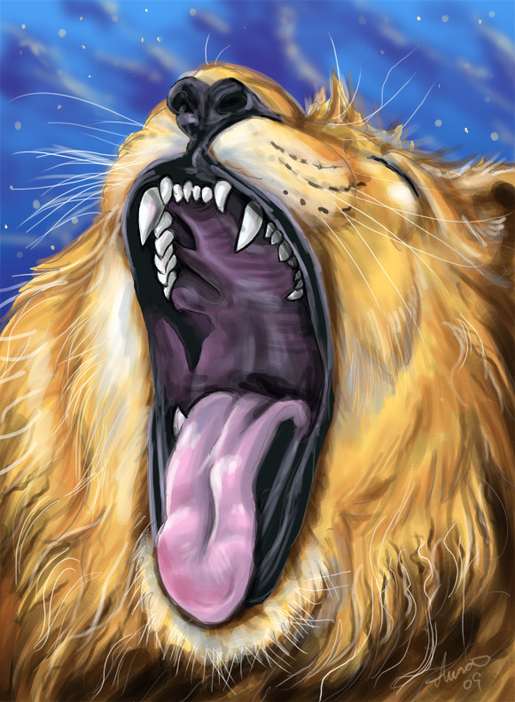 aura_moser feline gaping_maw lion male mammal maw mouth_shot open_mouth solo tongue