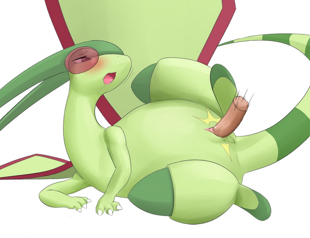 disembodied_penis drool drooling female flygon lying male nintendo on_side open_mouth penis plain_background pok&#233;mon pok&eacute;mon pussy saliva shiroisora straight tail video_games white_background