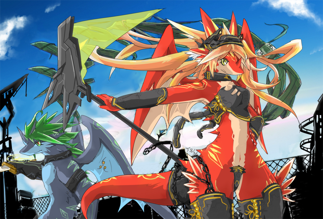 background beautiful collar dragon dragoon86 female hair lina long male quality reptile scalie scryth tail wings