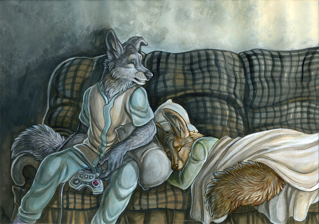 canine console male rukis sleeping sofa wolf