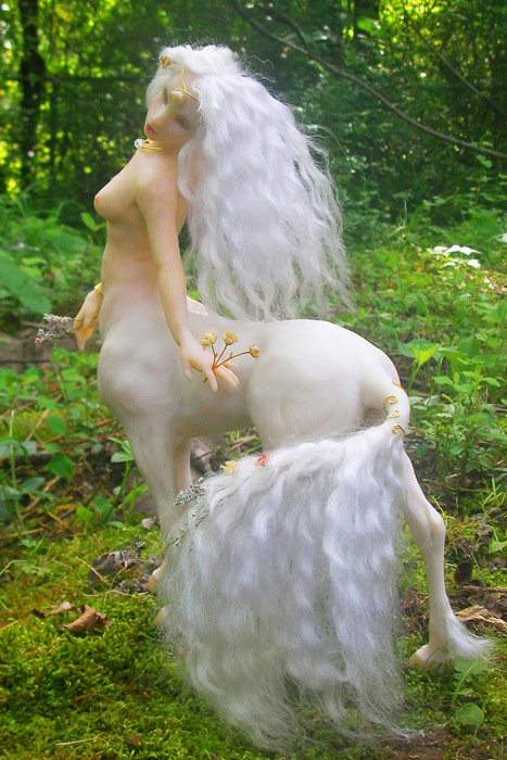 centaur equine fantasy female flower flowers forest hair hooves horn horns horse human jewelry long_hair mammal r_wake sculpture short_hair solo statue tail taur tree unicorn unknown_artist what_has_science_done white_hair wood