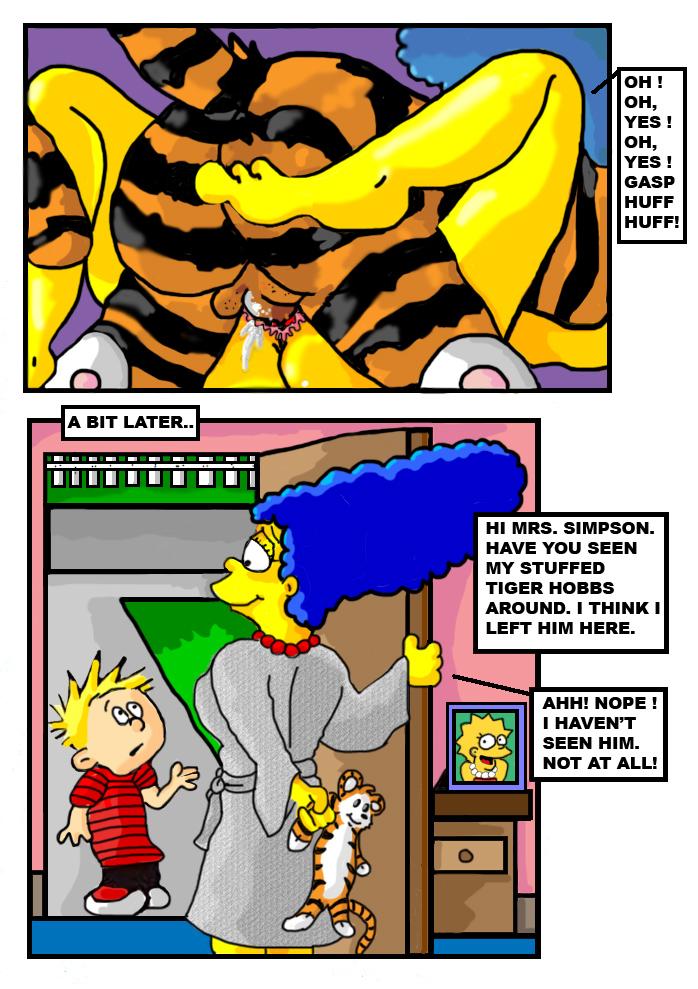 calvin calvin_and_hobbes crossover hobbes lisa_simpson marge_simpson the_simpsons