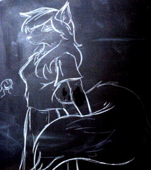 1996 canine chalk chalkboard close-up eurofurence eurofurence_#2 female fox photo real samuel_jirenius solo tail vintage