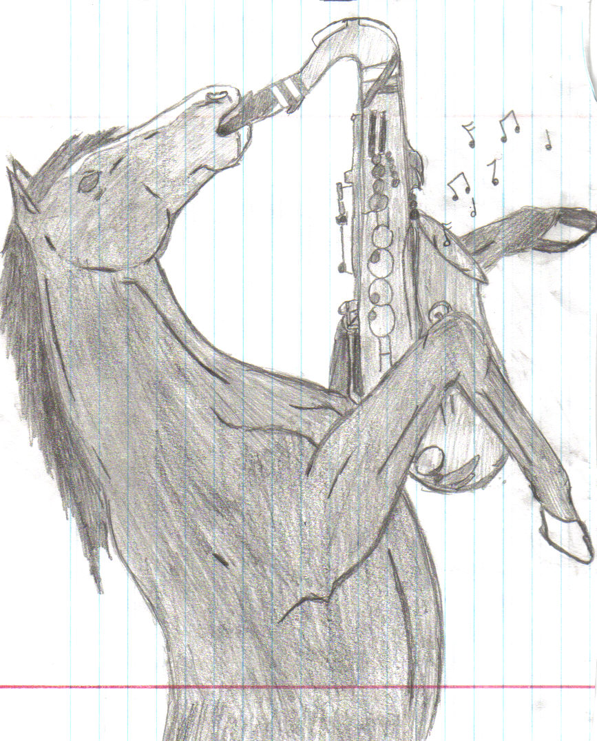 awesome equine horse music musical_note pencils saxophone solo unknown_artist
