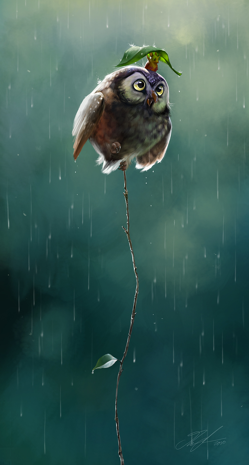 ailah awesome balancing downpour friends leaf mouse o_rly orly owl rain rodent sheltering solo
