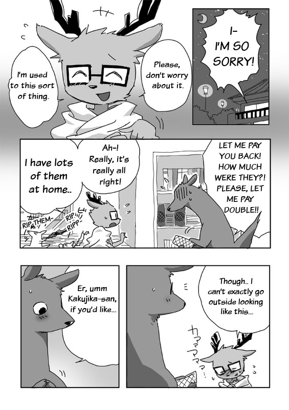 comic daihatsu deer english_text eyewear gay glasses greyscale hard_translated japanese_text kakukaku kangaroo kensan male mammal marsupial monochrome nissan nottesan rule_34 shikajika text the_very_definition_of_a_tragedy