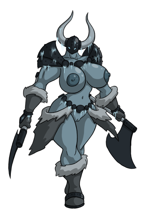 big_breasts big_thighs boots breasts female frost_golem gloves golem helment helmet huge_breasts humanoid lordstevie nipples not_furry nude plain_background pussy solo thick_thighs unconvincing_armor unconvincing_armour warrior weapon white_background