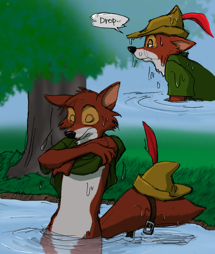 bbcat belt canine colorized_edit fox male pond robin_hood robin_hood_(disney) solo undressing water