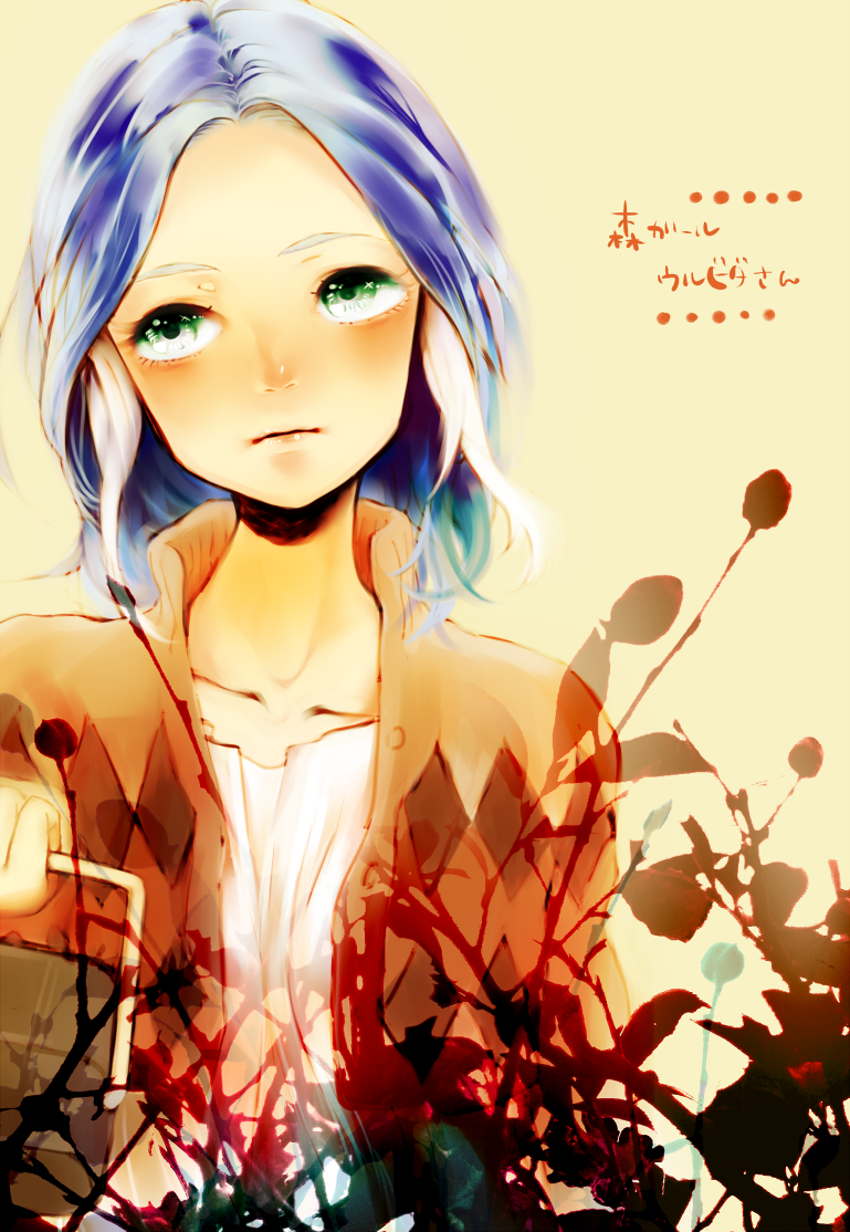 bad_id bad_pixiv_id blue_hair enuichi green_eyes inazuma_eleven inazuma_eleven_(series) leaf long_hair solo urubida