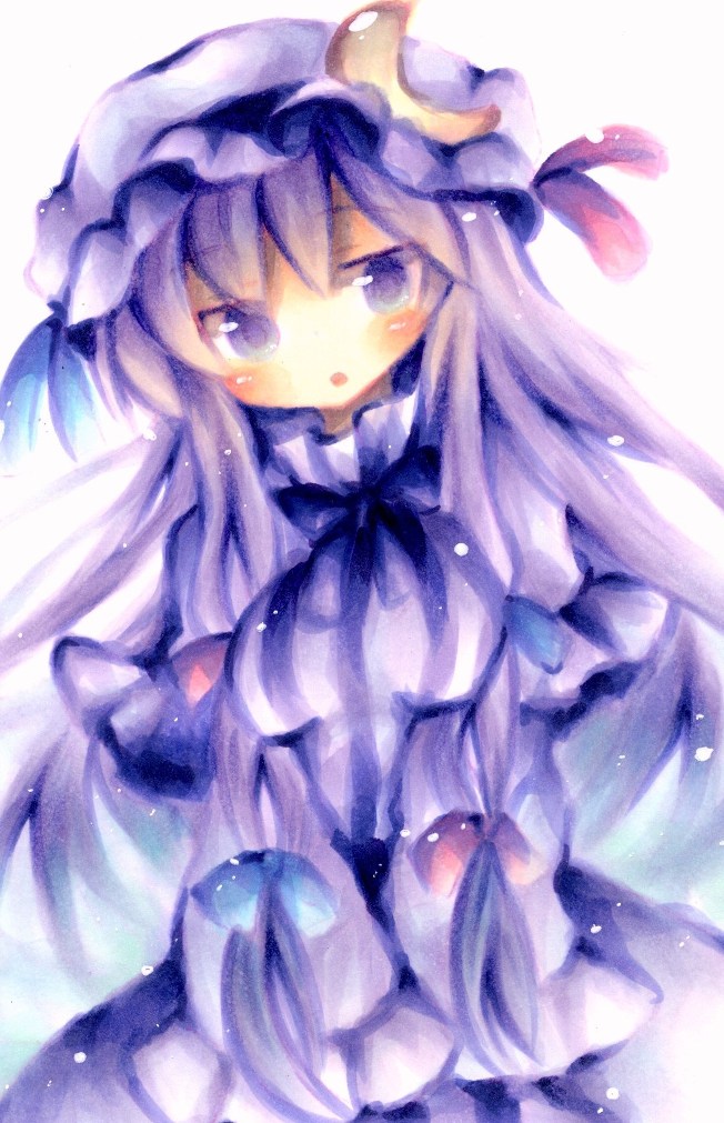 crescent hat long_hair patchouli_knowledge purple_eyes purple_hair solo touhou very_long_hair wiriam07