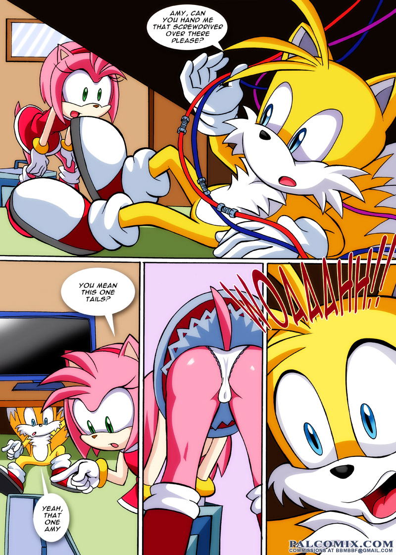 anthro canine comic duo female fox hedgehog mammal miles_prower mobian palcomix sega sonic_(series) tails unknown_artist