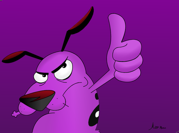 canine courage courage_the_cowardly_dog courage_the_cowardly_dog_(character) dog fur looking_at_viewer male mammal pixelw pose purple purple_fur solo thumbs_up wallpaper