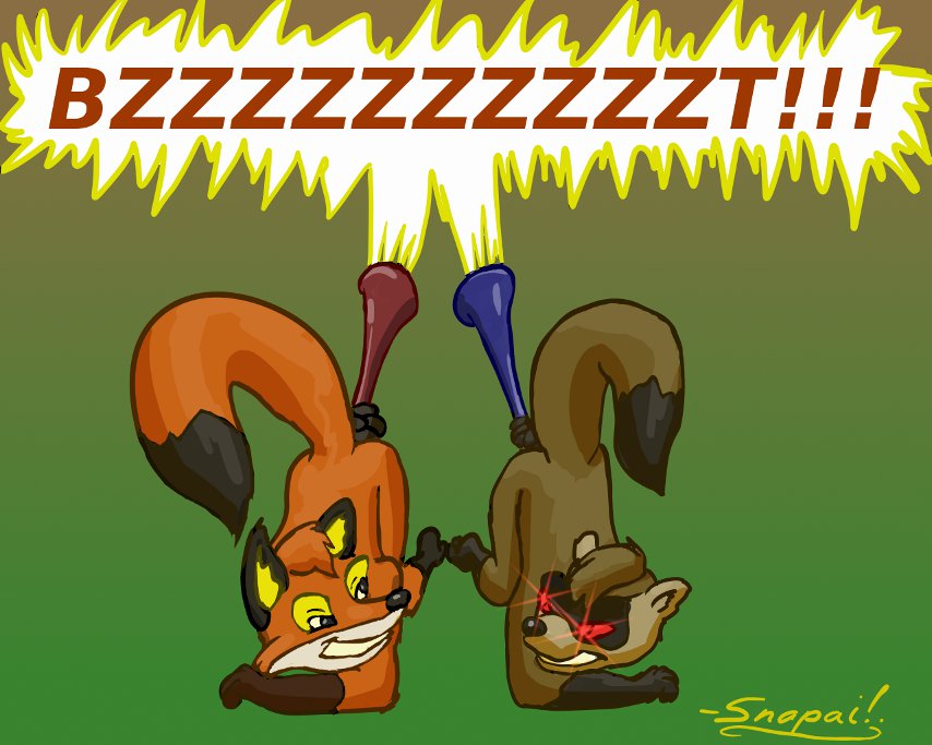 2010 anal_insertion black_eyes bzzzzzzzz canine fart fox glowing_eyes insertion raised_tail red_eyes snapai tail vuvuzela weasel