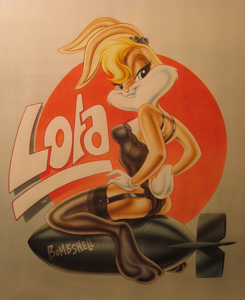 bombshell butt female garter_straps gloves lagomorph legwear lingerie lola_bunny looking_at_viewer looney_tunes mammal rabbit skinsuit solo space_jam stockings unknown_artist warner_brothers