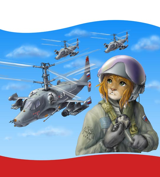 aircraft aviatrix cat feline flight helicopter helicopters helmet ka-50_blackshark kamov mammal pilot russian sky uniform