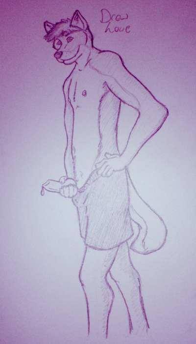 animal_genitalia anthro boxers canine canine_penis cum dingo dog erection hair knot looking_at_viewer male mammal nipples nude penis pose purple purple_background purple_theme short_hair solo standing tail topless underwear unknown_artist