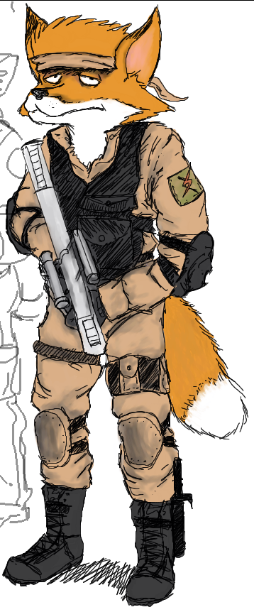 army canine fox fredryk_phox gun headband mammal military paintchat ranged_weapon rifle soldier solo uniform weapon