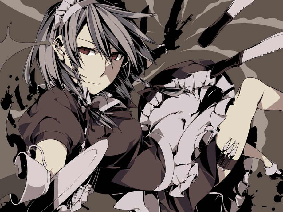 bad_id bad_pixiv_id braid izayoi_sakuya keruberosu-a short_hair silver_hair solo touhou twin_braids