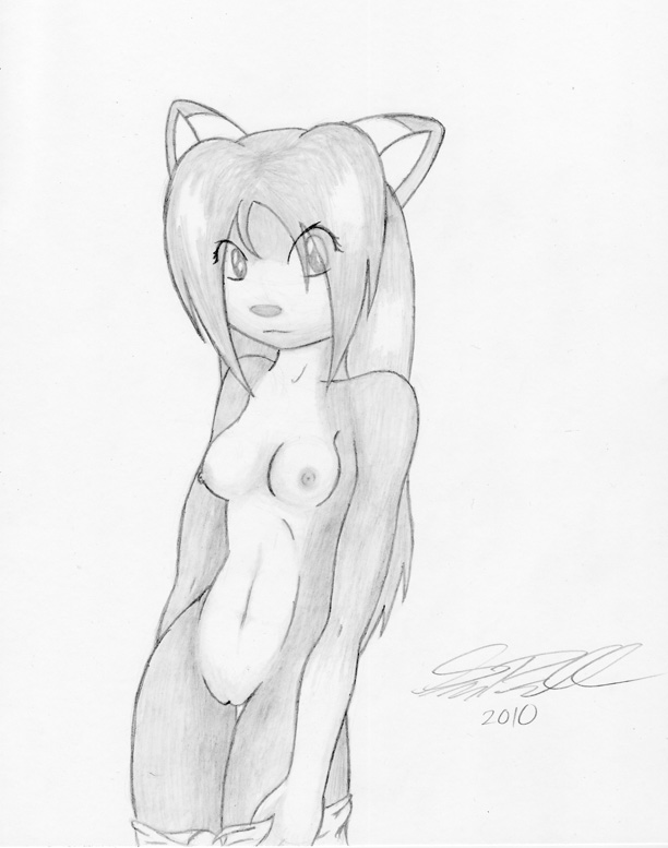 breasts canine female fox linda linda_wright looking_at_viewer nipples pencil pussy solo terdburgler undressing vixen