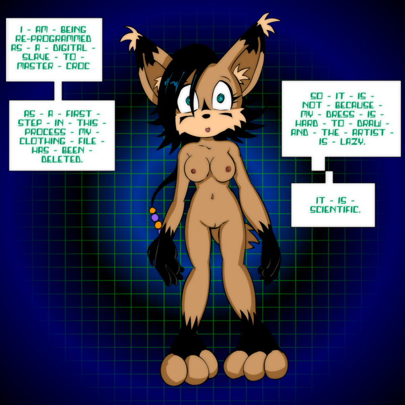 breasts dialogue feline female mind_control nicole_the_lynx nude pussy solo sonic_(series) unknown_artist