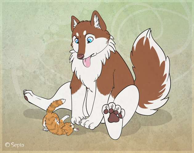 canine cat critter cute dog feline feral husky sepia_(artist)