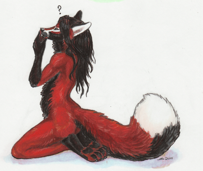 2010 ? canine ebryn female fox kneeling nude pinup reverse_countershading solo tame white_background