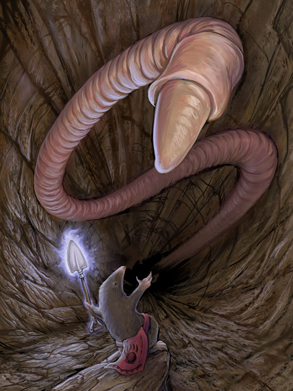 awesome background earthworm loincloth magic mole spade summoning tunnel underground underwear ursula_vernon worm