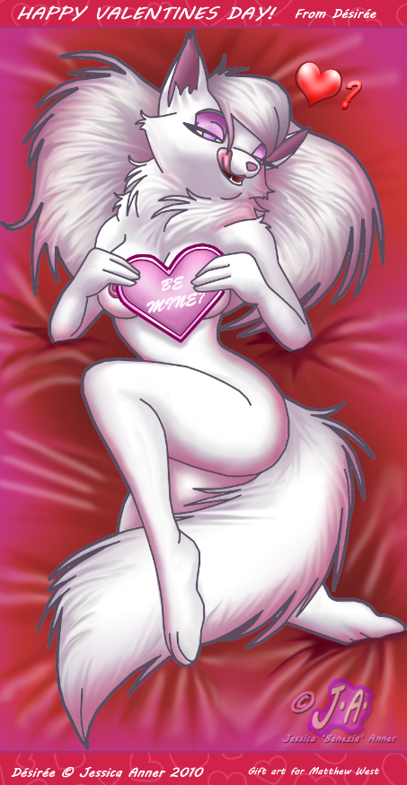 &hearts; bed breasts cat desiree_roche feline female jessica_anner nude romantic silk solo teasing valentines_day