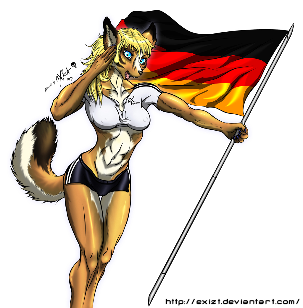 boy_shorts camel_toe dr._comet_style exizt female german german_flag midriff patriotic salute skimpy solo underwear