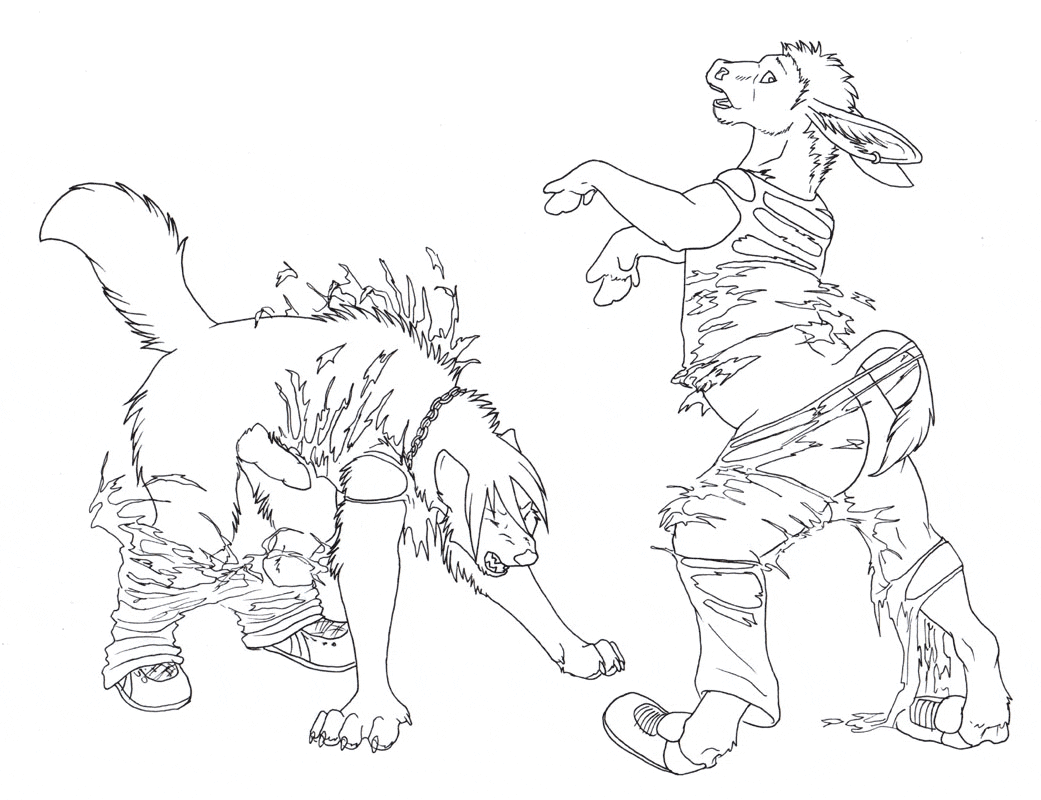 canine comic donkey equine knot male mask party sabretoothed_ermine tail transformation wolf