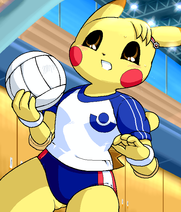 female g-sun pikachu pok&eacute;mon pok&eacute;morph solo volleyball yellow