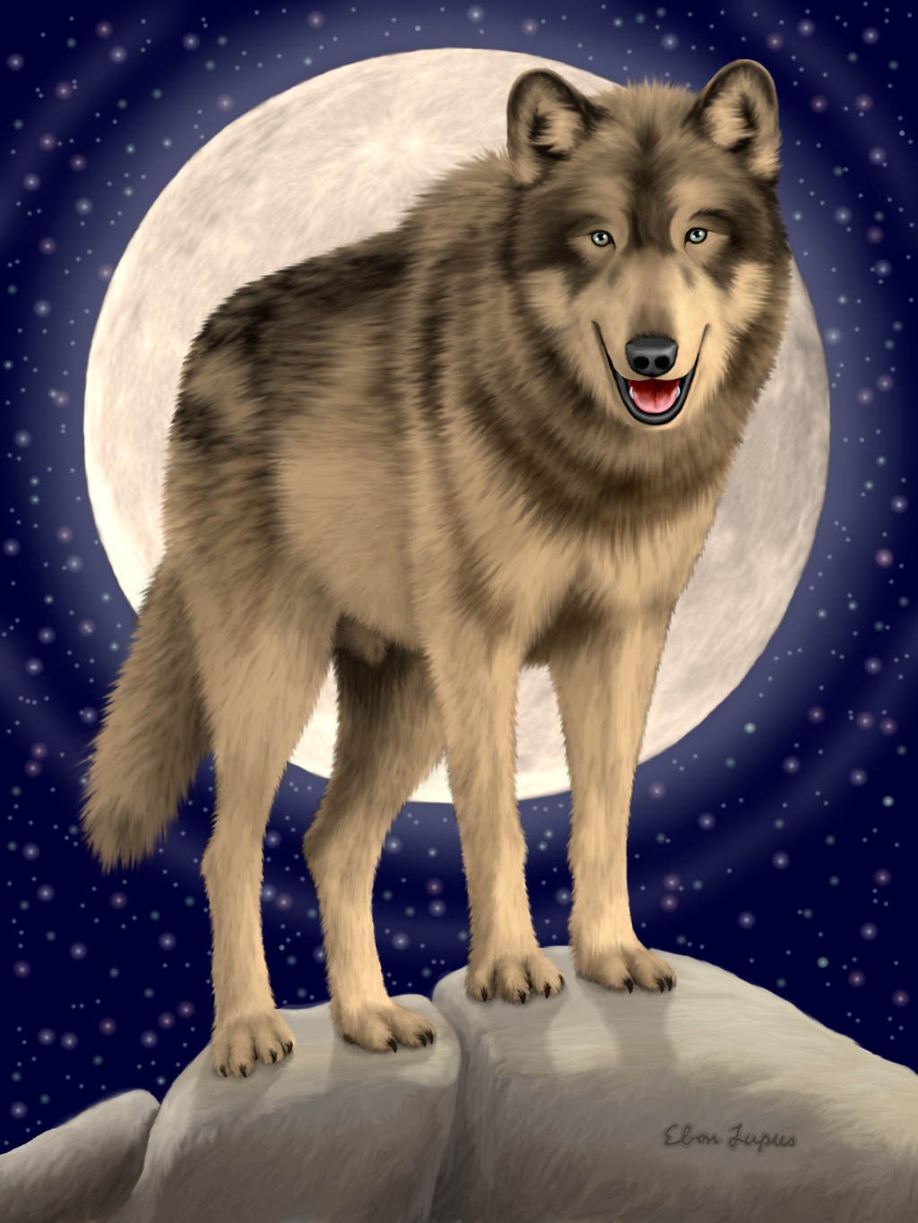 canine ebon_lupus feral moon photorealism solo tristan wolf