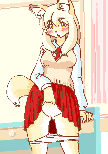 canine female fox kin-shun mammal panties skirt solo underwear