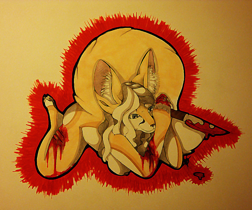 ardor blood canine cutting ears fennec fox guro knife
