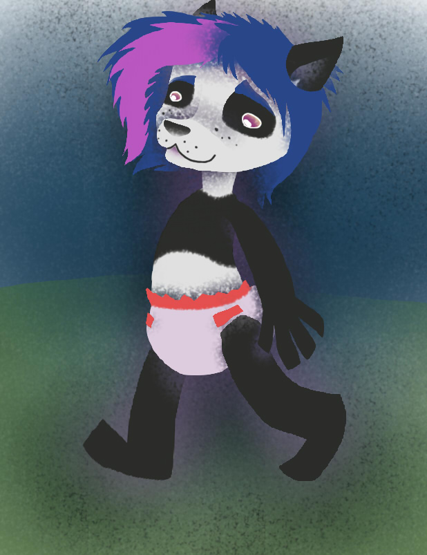 cub diaper infantilism male panda purple_eyes sandypants solo