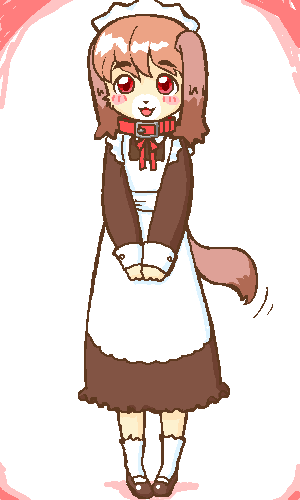 dog female kin-shun maid maid_uniform mammal plain_background solo white_background