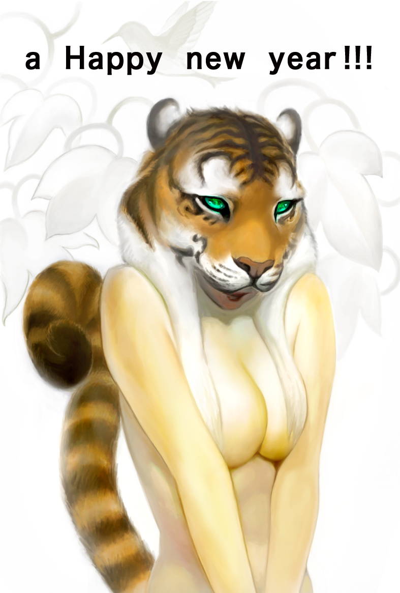 breasts feline female human mask solo tiger toronn