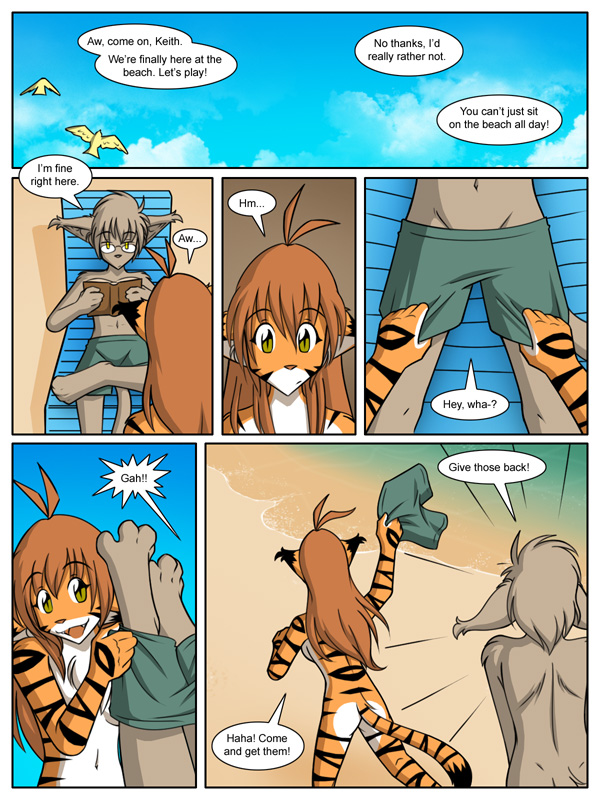 basitin canine comic feline female flora_(twokinds) keidran keith_(twokinds) male nude shorts tom_fischbach twokinds