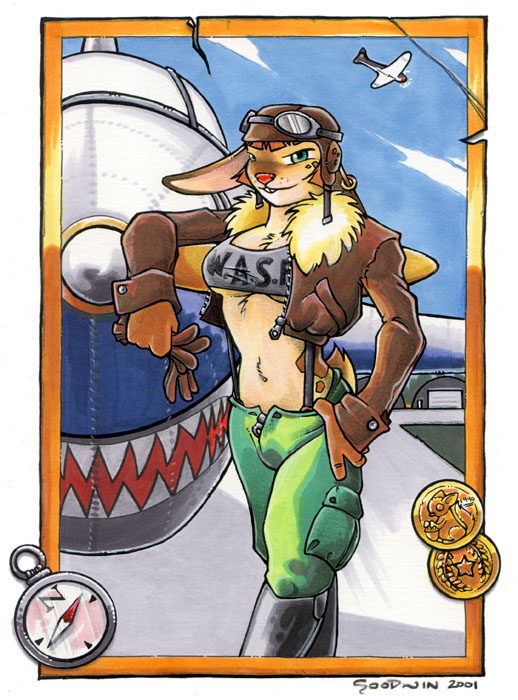 airplane chris_goodwin female goggles lagomorph midriff pilot rabbit skimpy