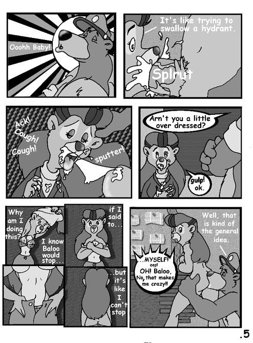 comic cum cum_in_mouth cum_inside disney english_text fellatio female greyscale male monochrome oral oral_sex penis rebecca_cunningham sex straight talespin text the_five_year_bitch undressing unknown_artist