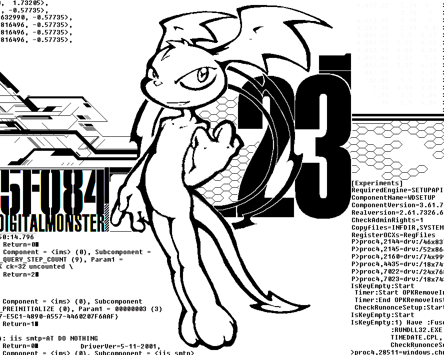 1999 ambiguous_gender darkdoomer digimon looking_at_viewer monochrome nude patachu patamon solo tail