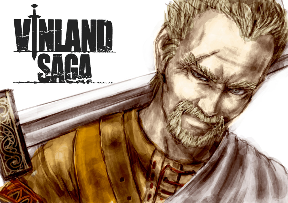 armor askeladd baryan beard facial_hair male_focus scar solo sword viking vinland_saga weapon