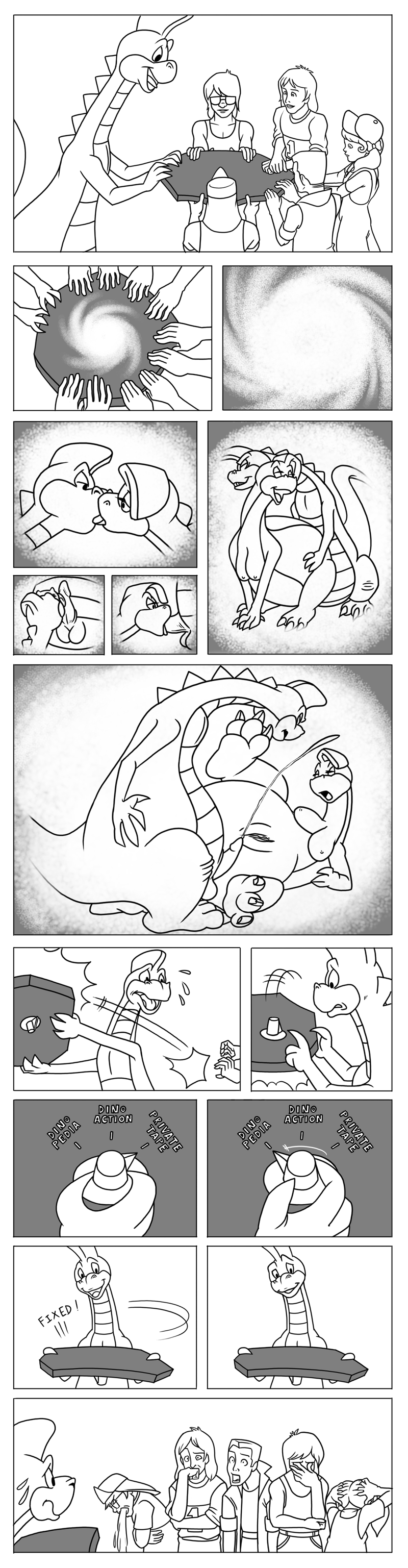 comic cum denver denver_the_last_dinosaur dinosaur fellatio licking nanogrrr oral oral_sex penis pussy scalie sex tongue